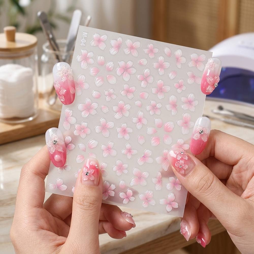 Nail Art Ombre Pink - 1 autocollant pour ongles à motif
