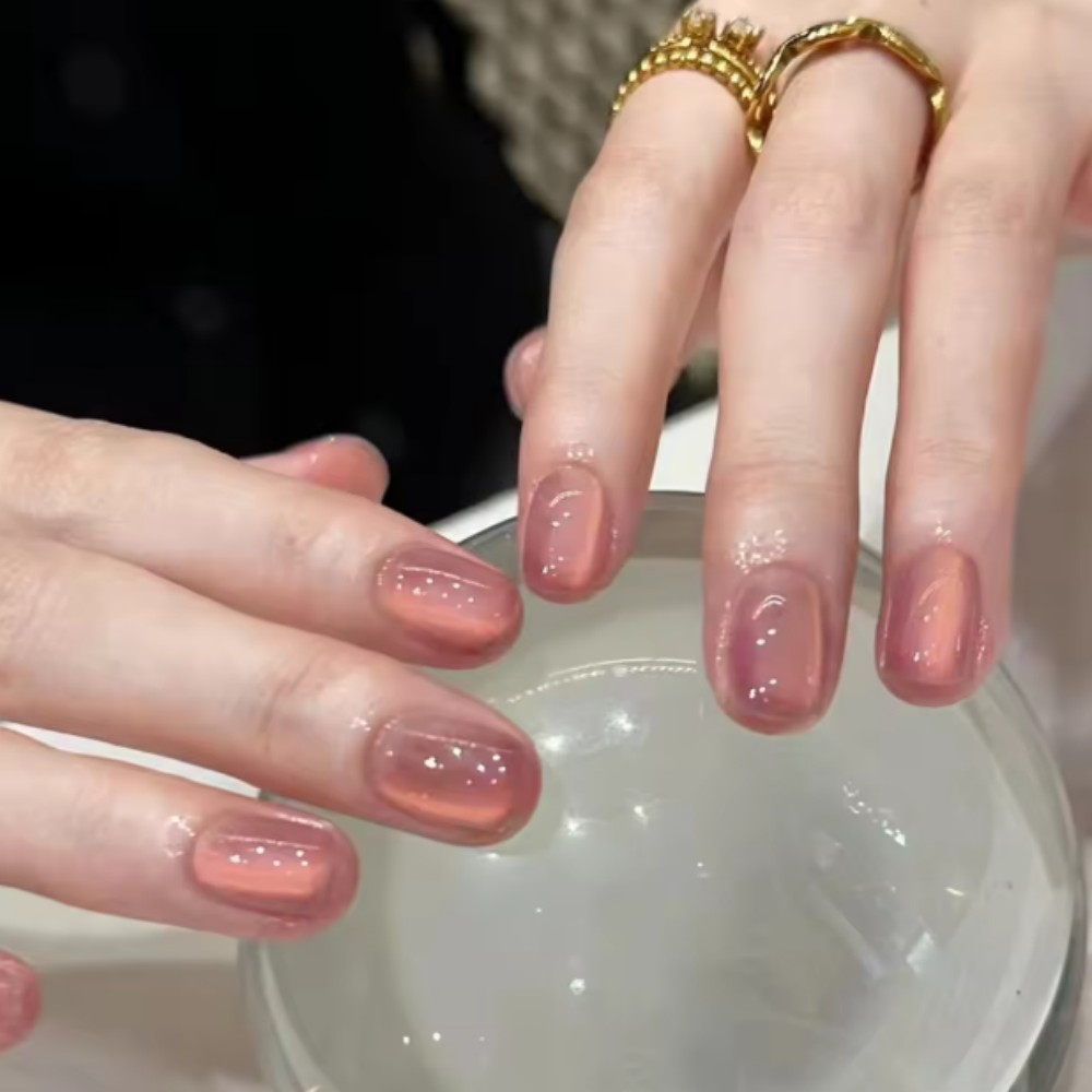 Nail Art Ombre Pink - 24 faux ongles ovales courts roses