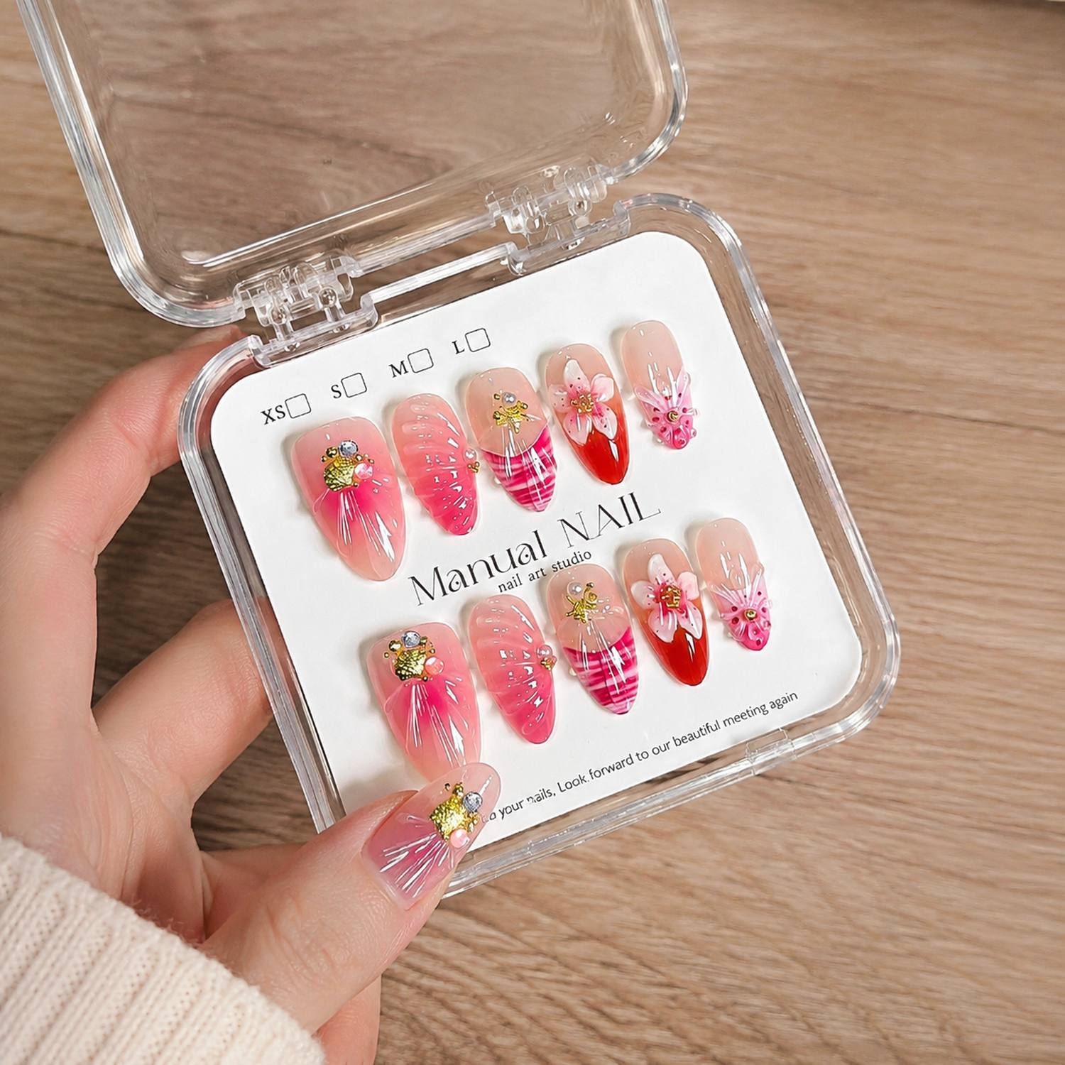 Nail Art Ombre Pink - 1 Boîte de faux ongles en