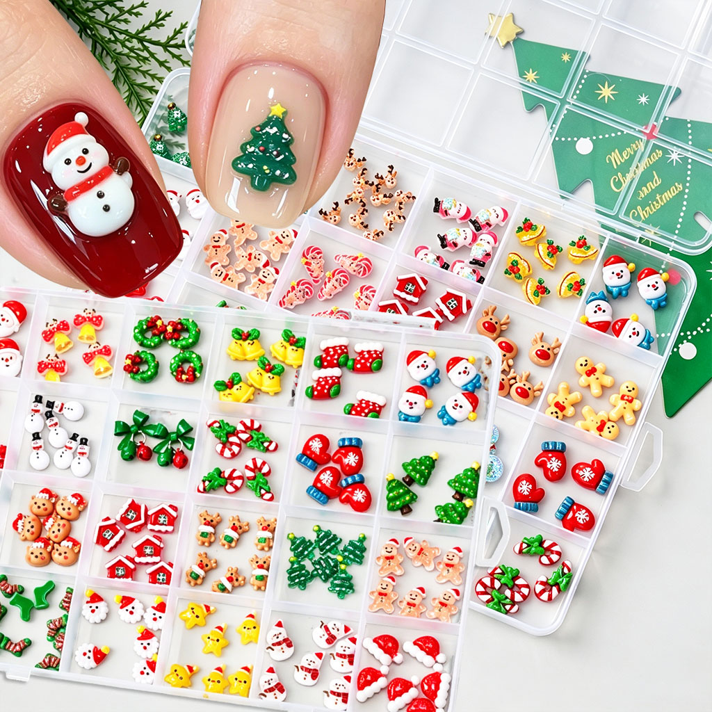 Nail Art Xmas Tree - 1 Boîte de Breloques 3D Mixtes
