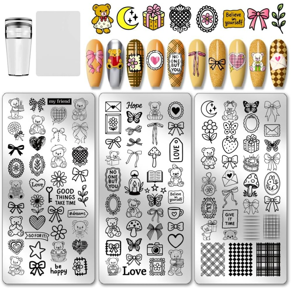 Nail Art Love - 3 pièces de plaques de stamping