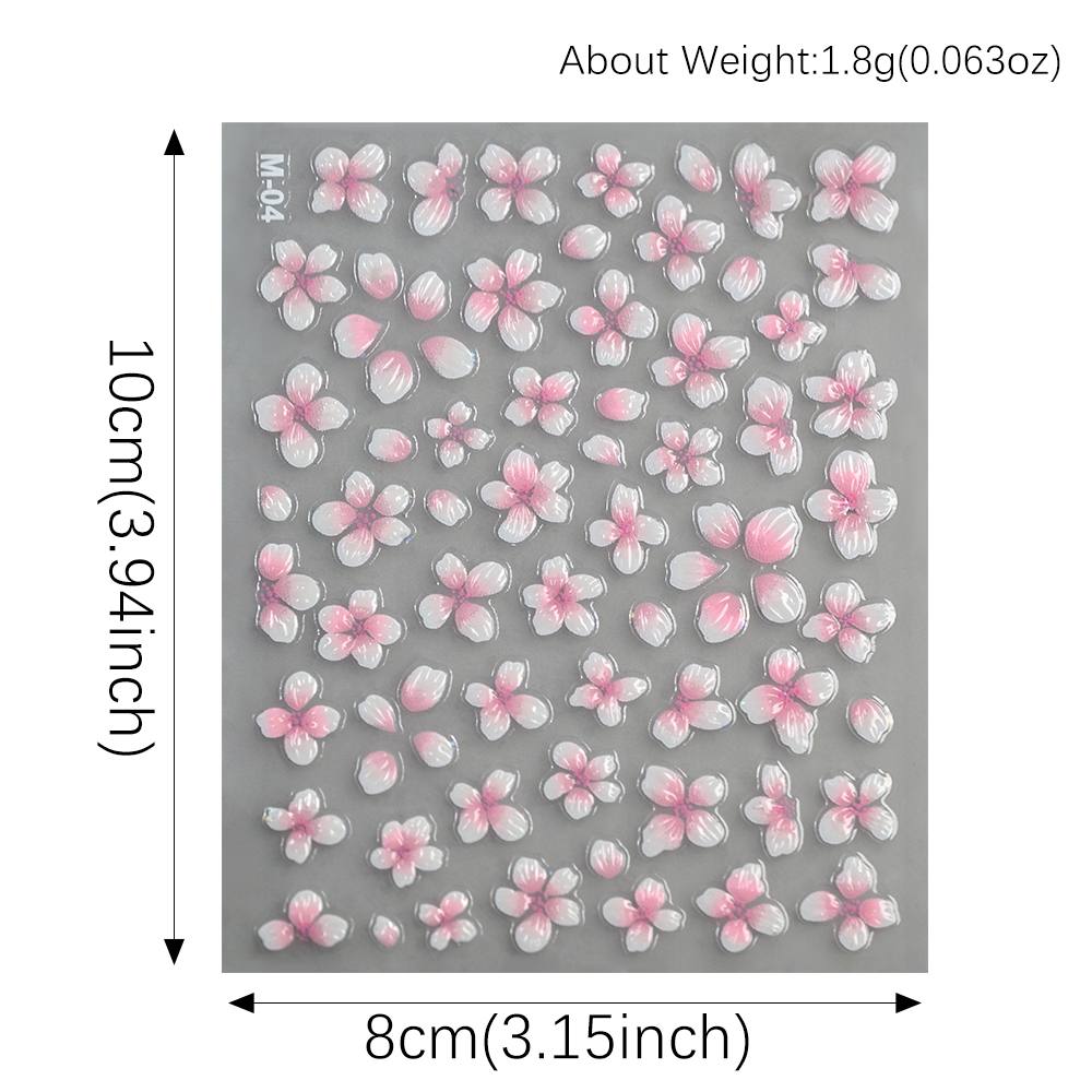 Nail Art Ombre Pink - 1 autocollant 3D en relief pour