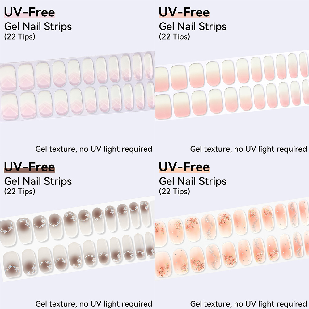 Nail Art Ombre Pink - Bandes de gel pour ongles sans