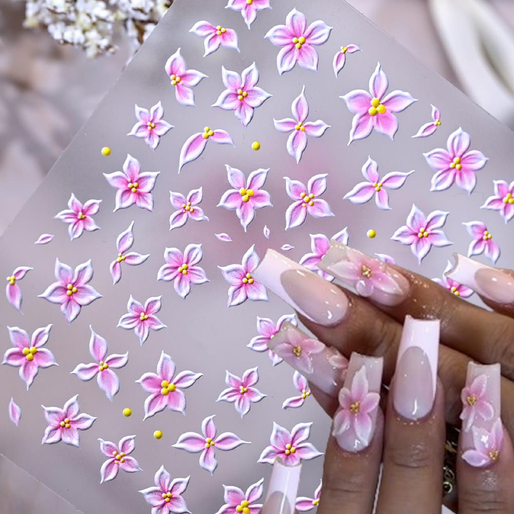 Nail Art Ombre Pink - 1 pièce Autocollants 5D en relief