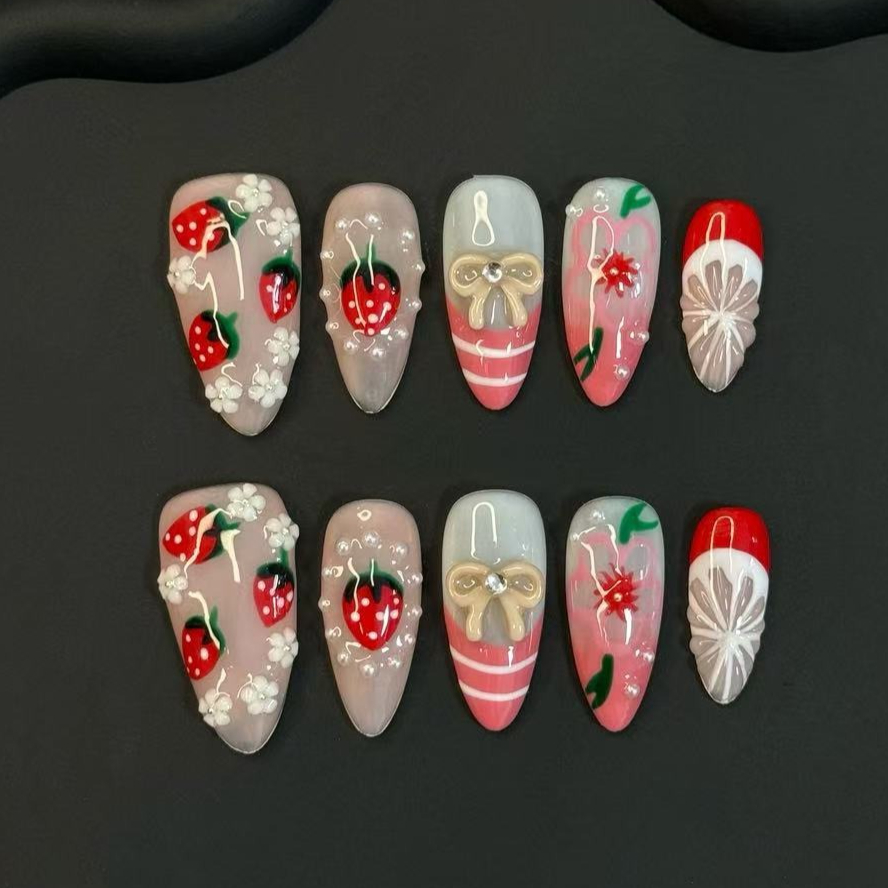 Nail Art Love - Lot de 10 faux ongles d'été