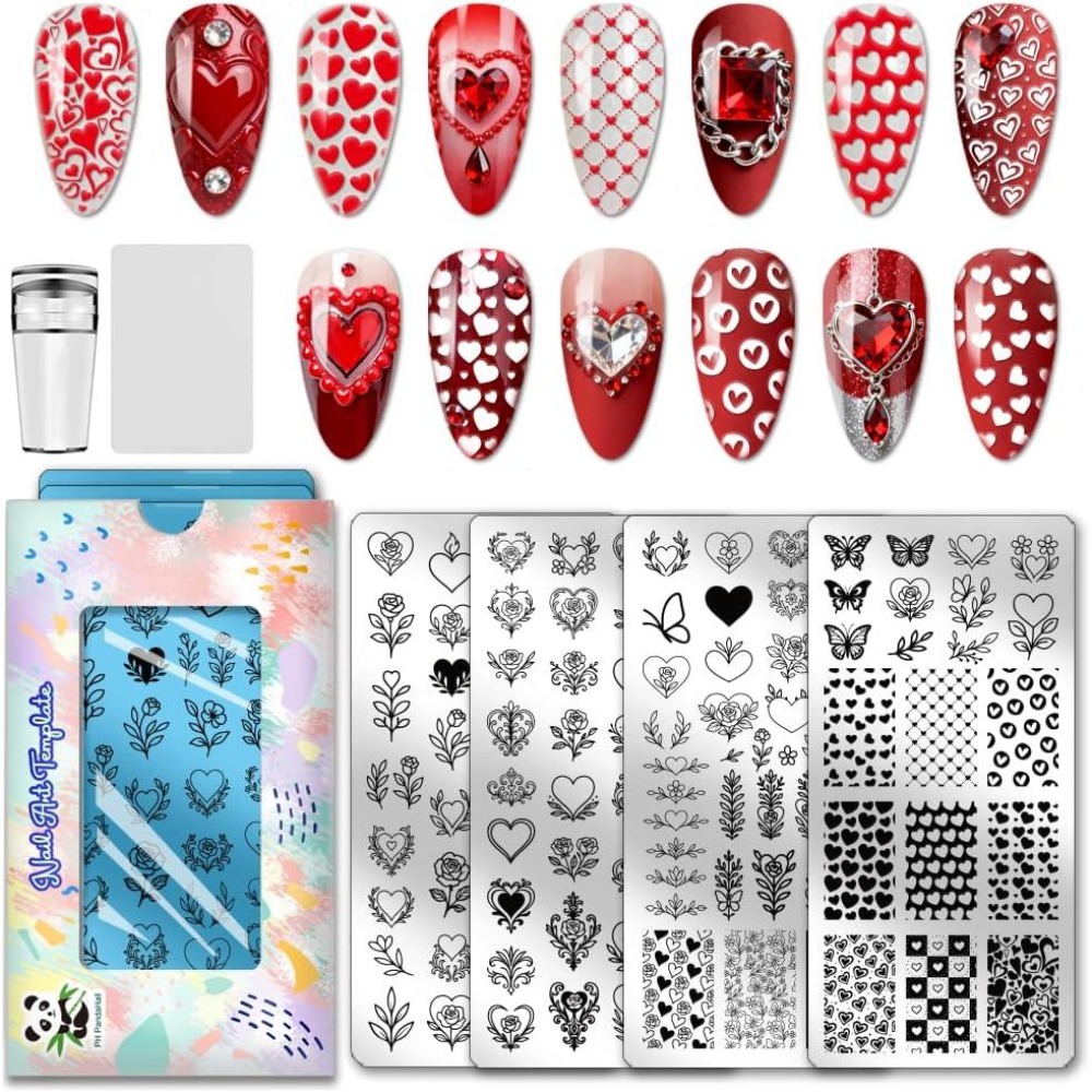Nail Art Love - Lot de 4 plaques de stamping