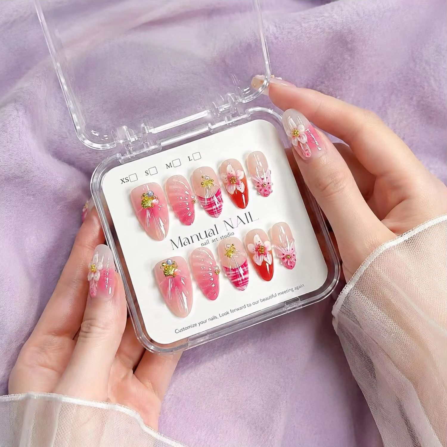 1 Boîte d'ongles press-on en g - Nail Art Ombre Pink avis et prix