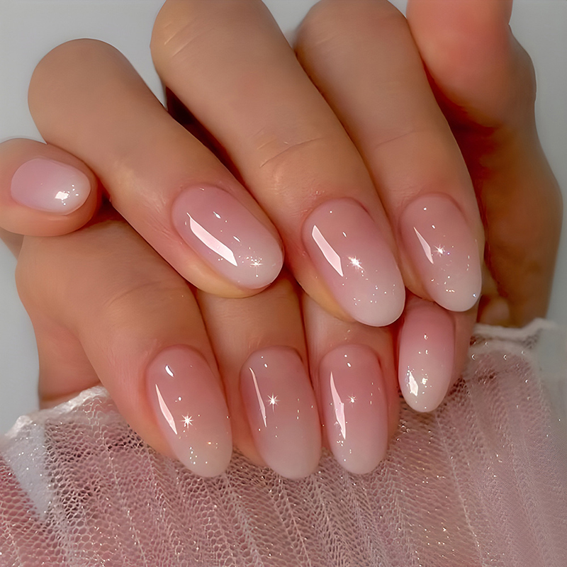 24 faux ongles courts ovales à - Nail Art Ombre Pink avis et prix