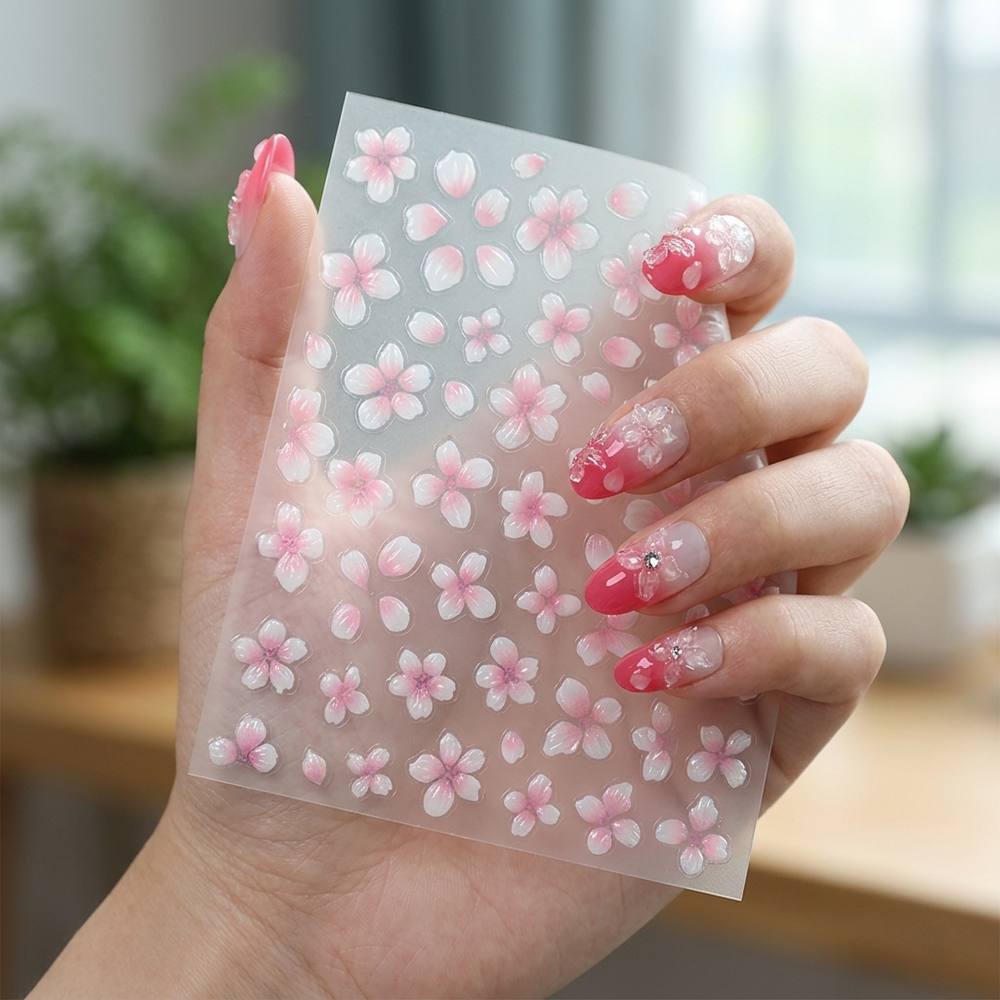 1 autocollant 3D en relief pou - Nail Art Ombre Pink avis et prix