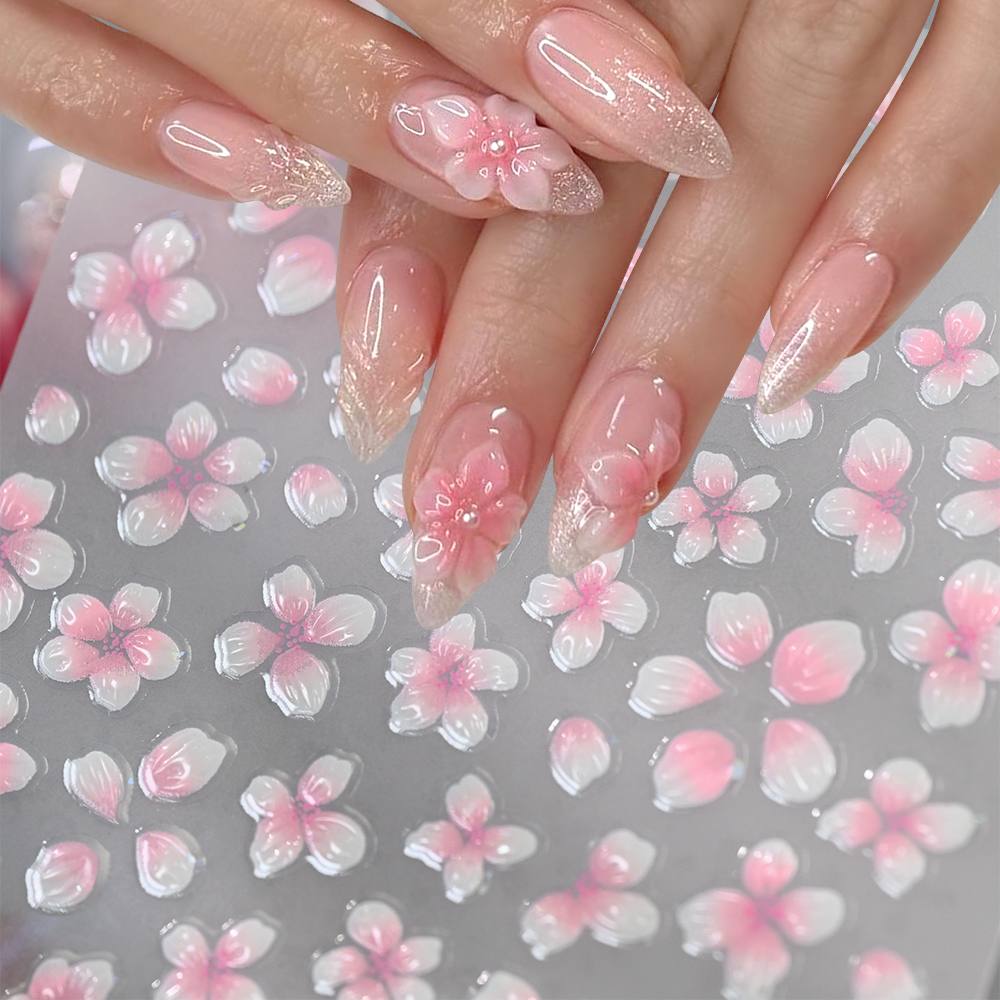 1 autocollant 3D en relief pou - Nail Art Ombre Pink avis et prix