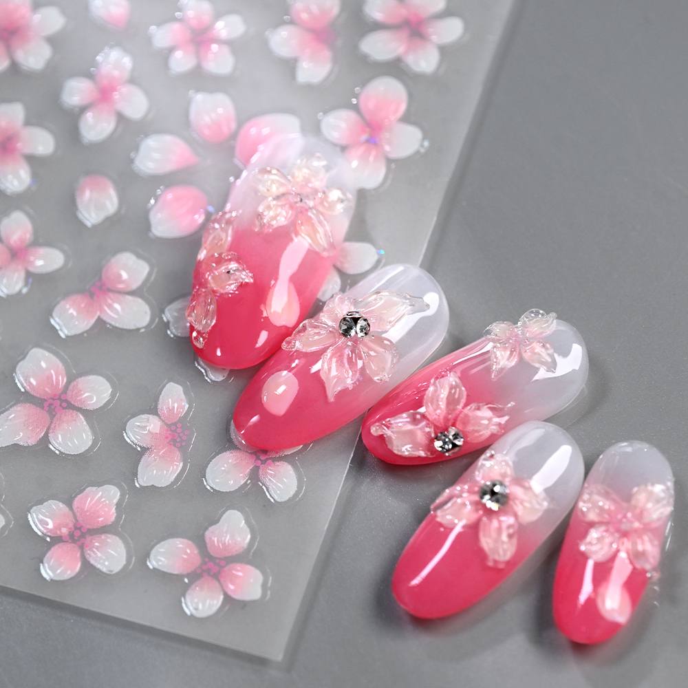 1 autocollant 3D en relief pou - Nail Art Ombre Pink avis et prix
