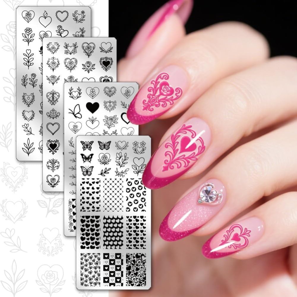 Lot de 4 plaques de stamping p - Nail Art Love avis et prix