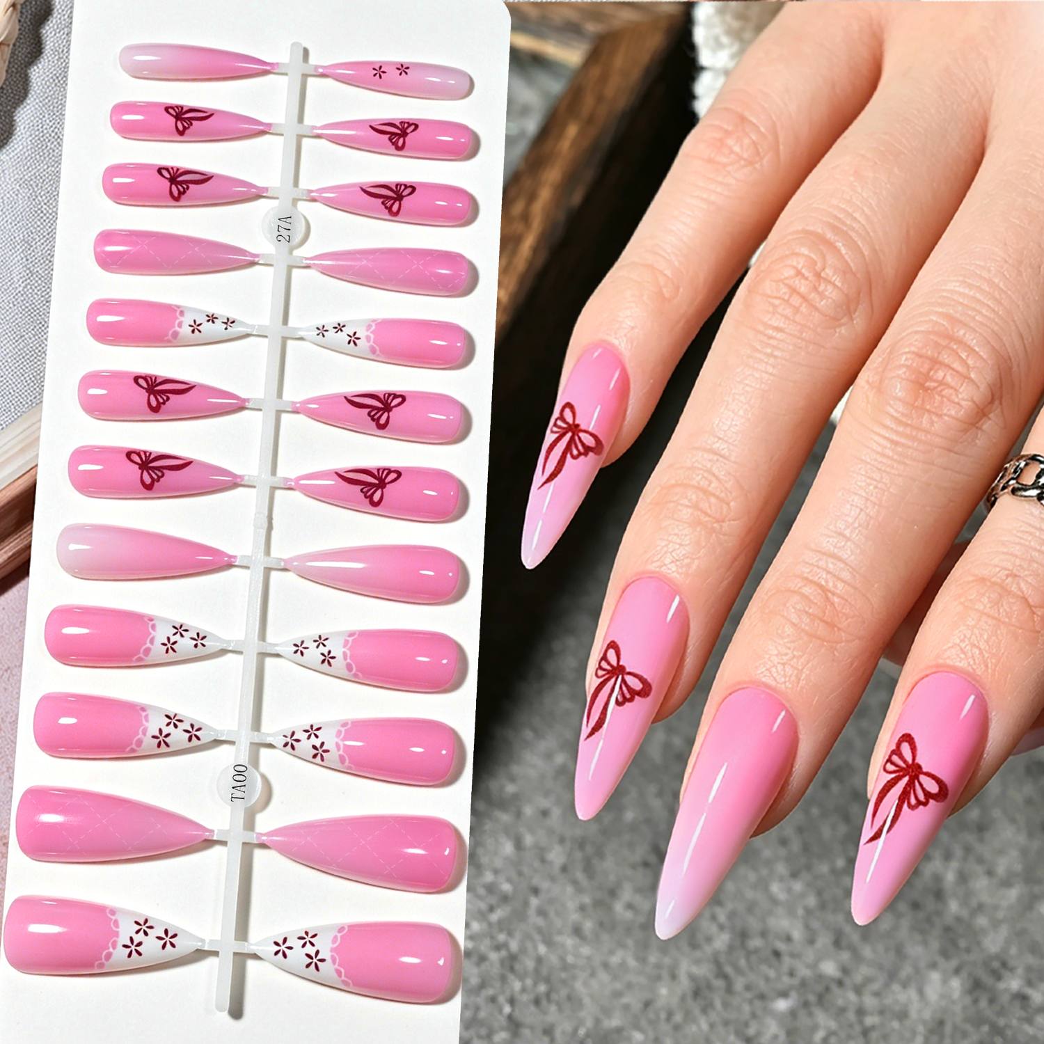1 paquet de faux ongles à pres - Nail Art Ombre Pink avis et prix