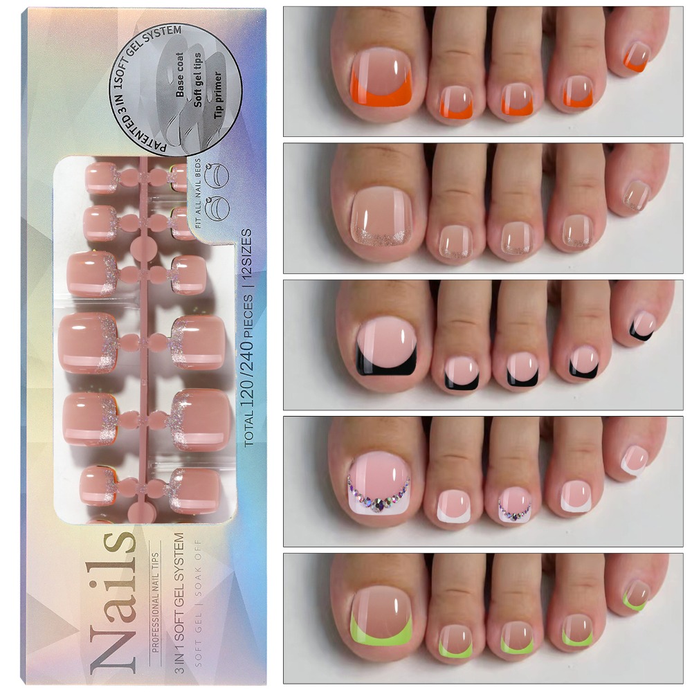 Faux ongles d'orteils carrés c - Nail Art Ombre Pink avis et prix