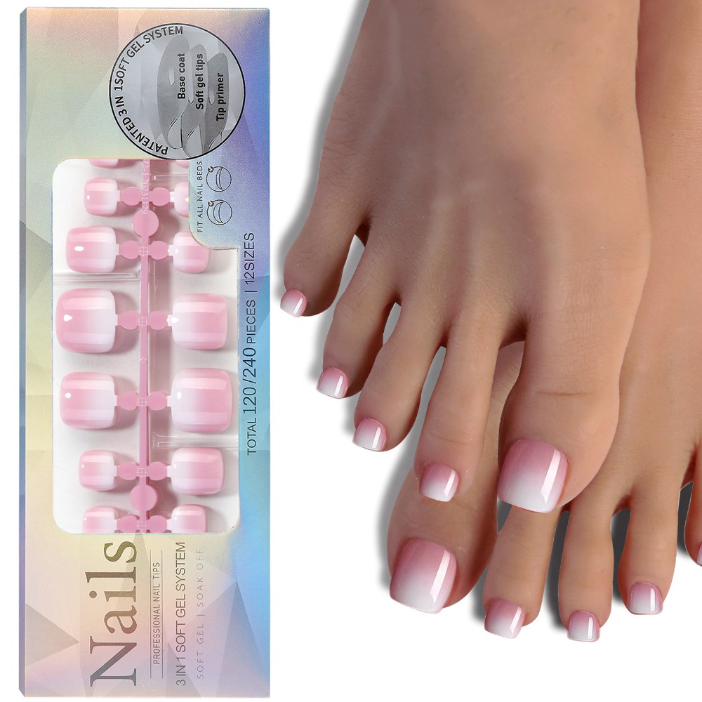 Faux ongles d'orteils carrés c - Nail Art Ombre Pink avis et prix